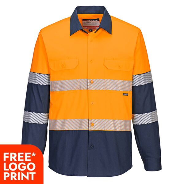 Hi Vis Stretch Contrast Long Sleeve Shirt Thumbnail